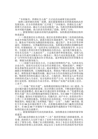 “乡村振兴，供销社怎么做”大讨论活动成果交流会材料