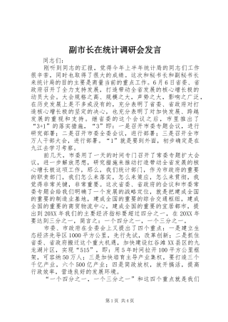 2024年副市长在统计调研会讲话