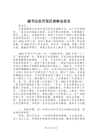 2024年副书记在开发区表彰会讲话