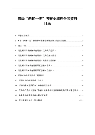 省级“两优一先”考察全流程全套资料