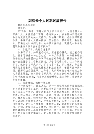 2024年副庭长个人述职述廉报告