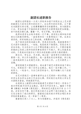 2024年副团长述职报告