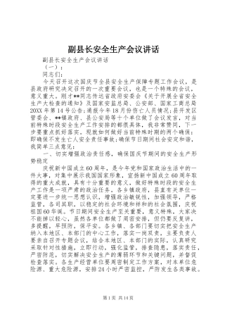 2024年副县长安全生产会议致辞