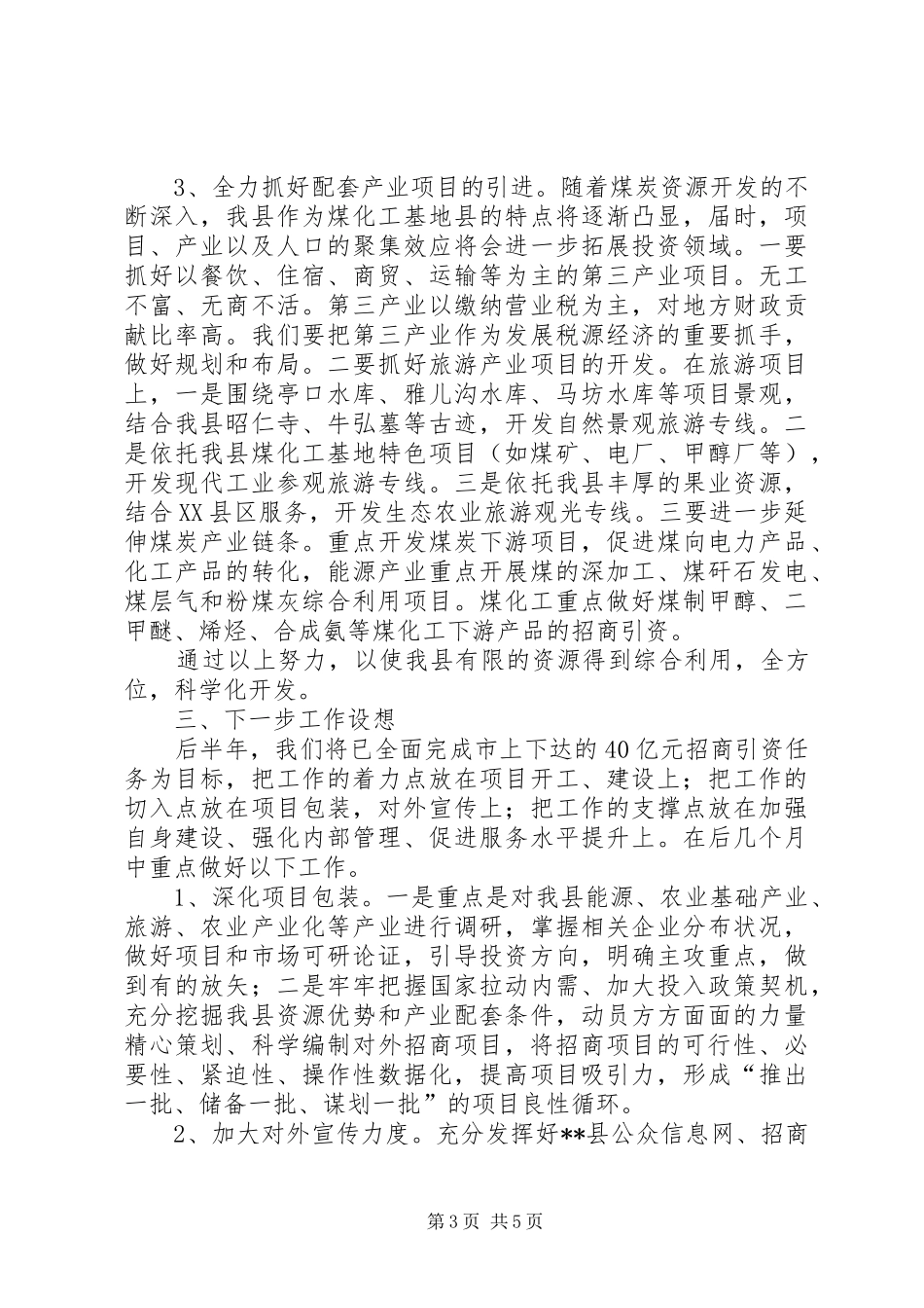 2024年副县长关于招商引资工作汇报材料_第3页