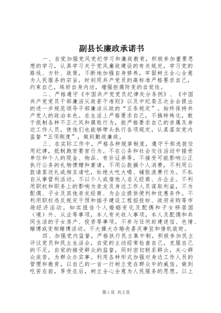 2024年副县长廉政承诺书