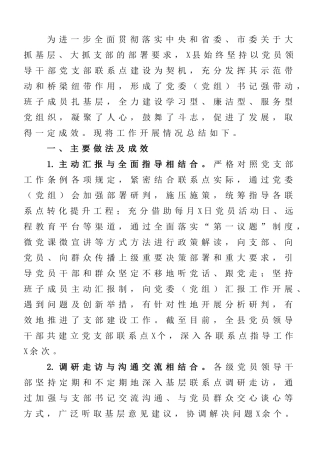 县党员领导干部党支部联系点工作开展情况总结