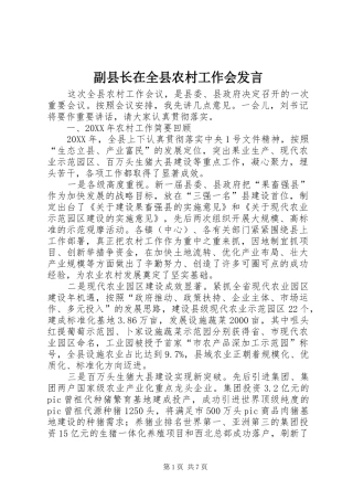 2024年副县长在全县农村工作会讲话