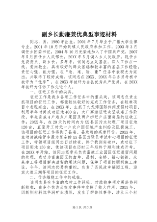 2024年副乡长勤廉兼优典型事迹材料