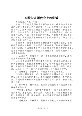 2024年副校长在团代会上的致辞