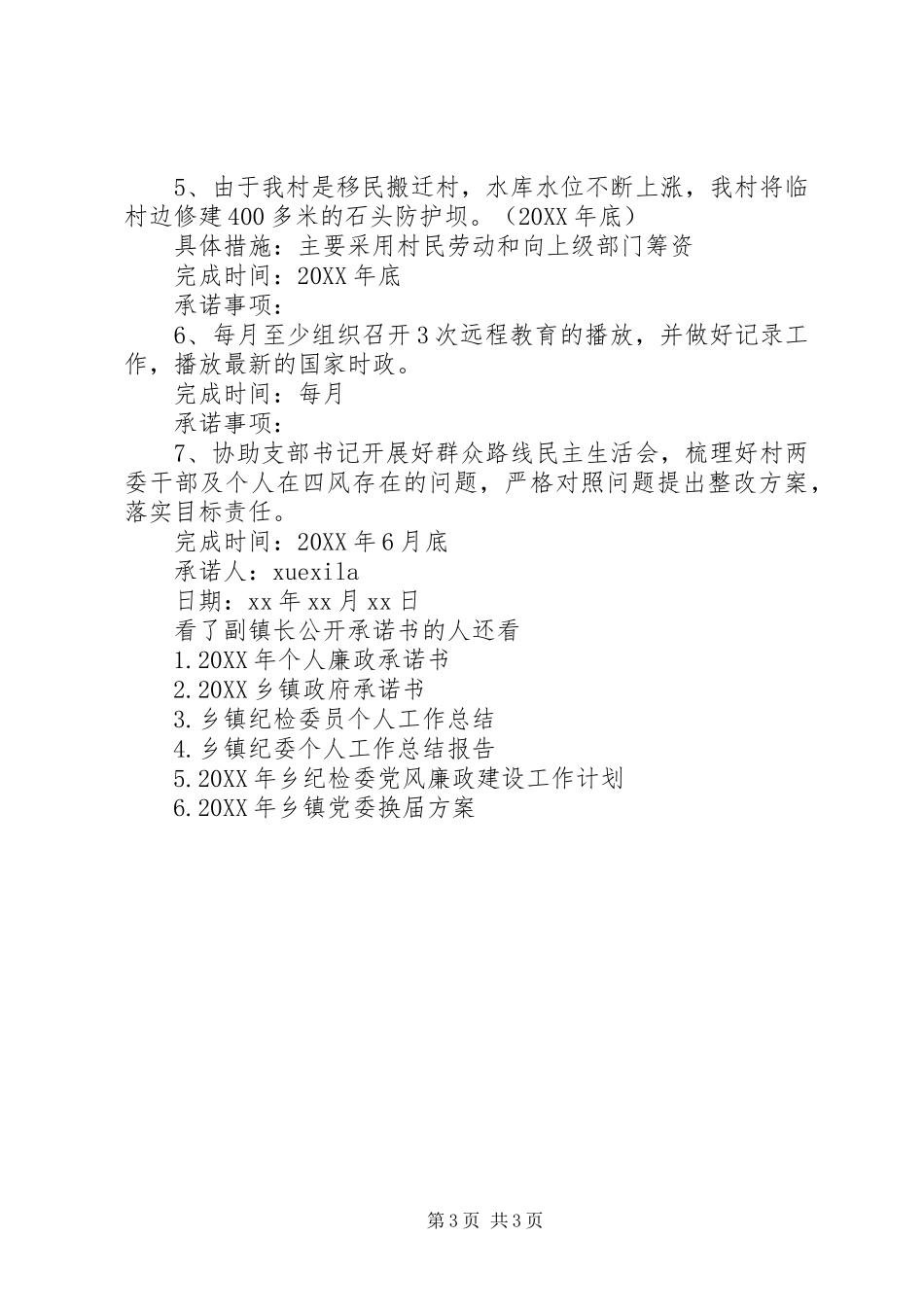 2024年副镇长公开承诺书_第3页