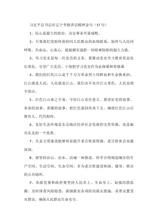 x在辽宁考察讲话精神金句17句