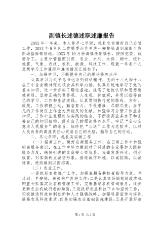 2024年副镇长述德述职述廉报告