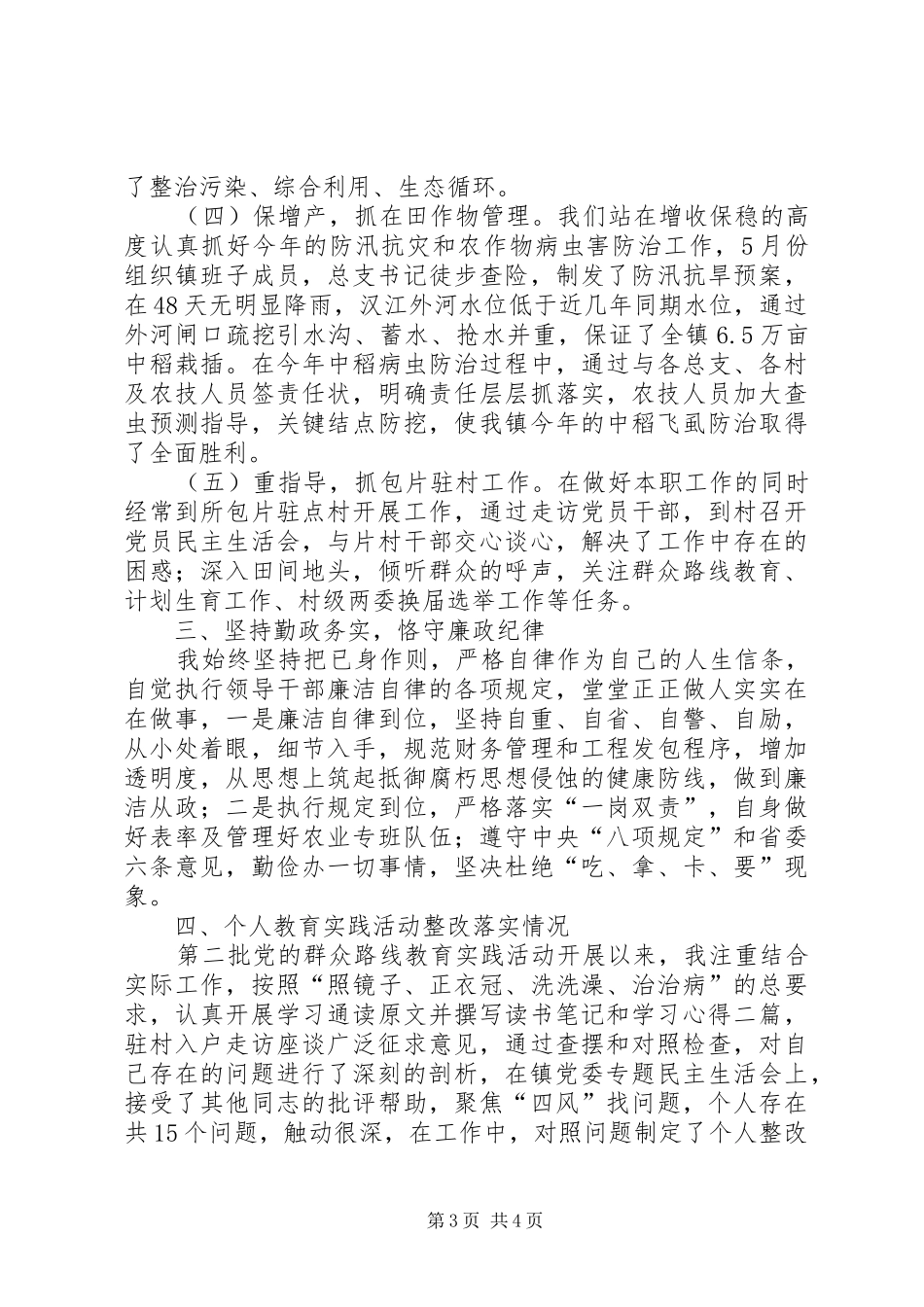 2024年副镇长述职述廉述学报告_第3页