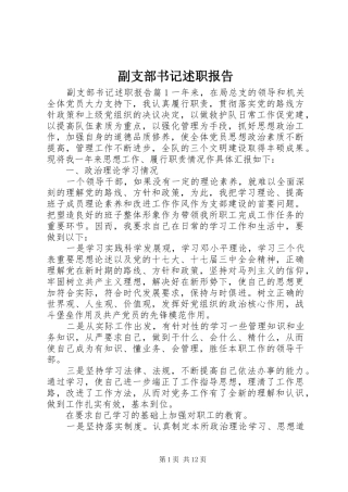 2024年副支部书记述职报告