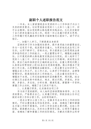 2024年副职个人述职报告范文