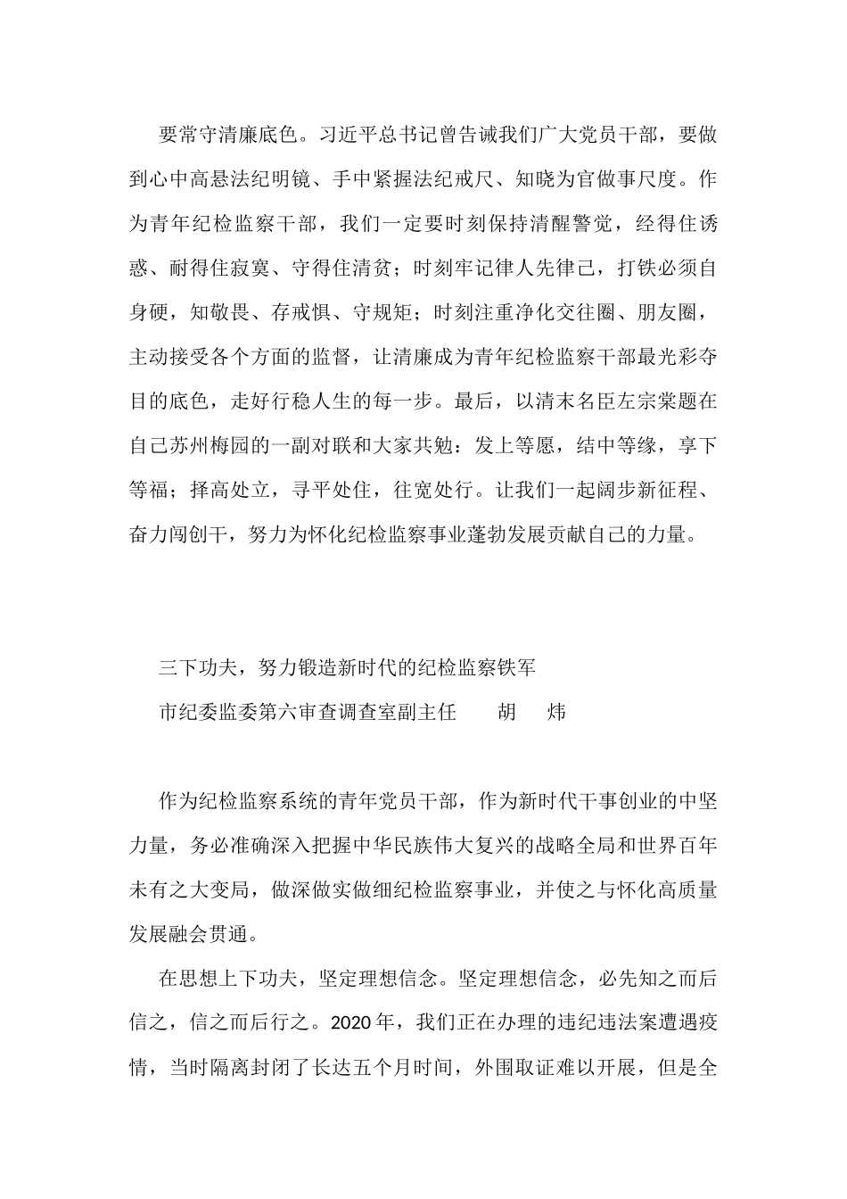 2022年怀化市纪委监委优秀青年干部座谈会发言摘登（8篇）_第3页