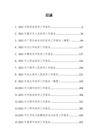 （67篇）2021年省市州政府工作报告汇编108万字