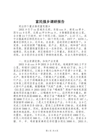 2024年富民强乡调研报告