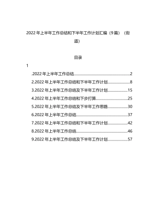 2022年上半年工作总结和下半年工作计划（街道）