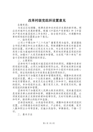 2024年改革村级党组织设置意见