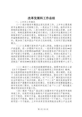 2024年改革发展科工作总结