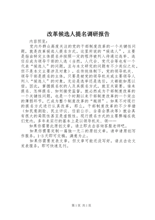 2024年改革候选人提名调研报告