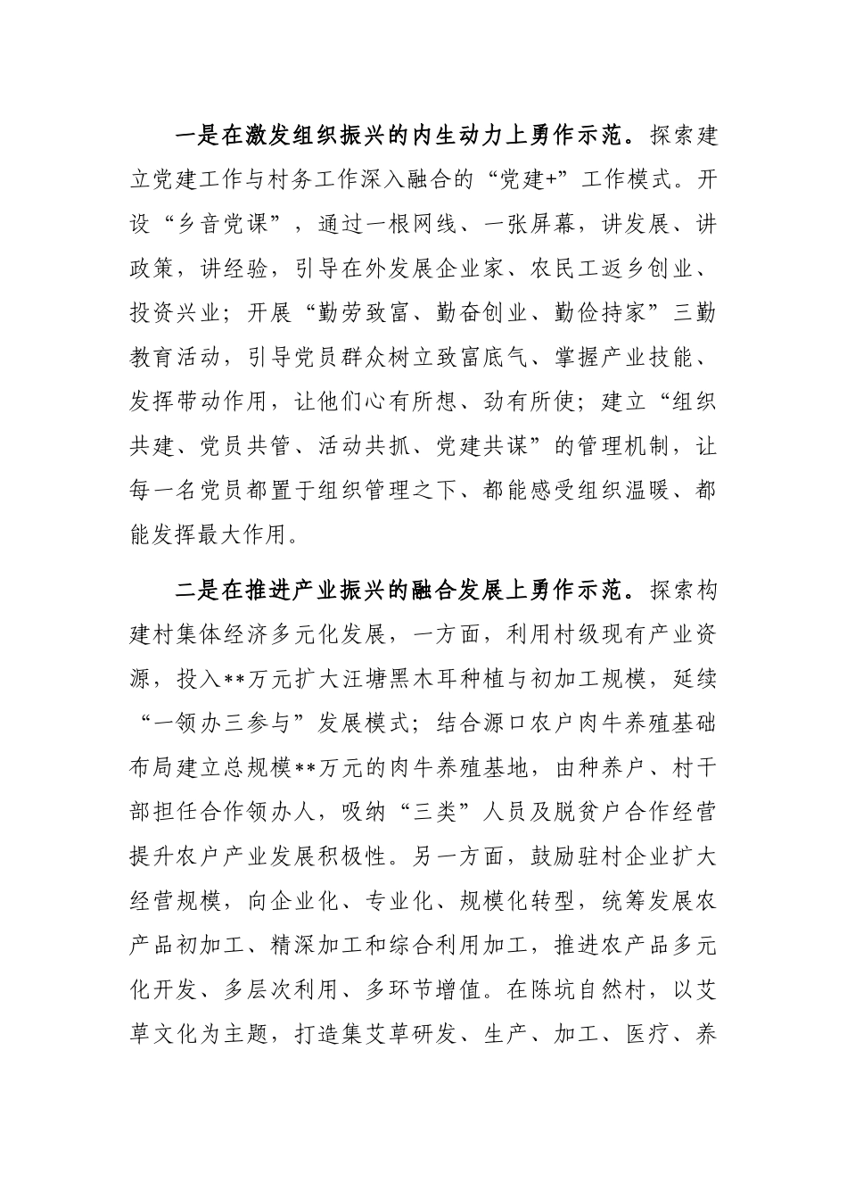 村党支部在县委全体（扩大）会议暨全县高质量发展表彰大会上的发言_第2页