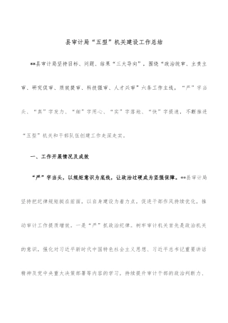县审计局“五型”机关建设工作总结