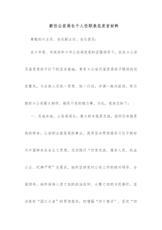 新任公安局长个人任职表态发言材料