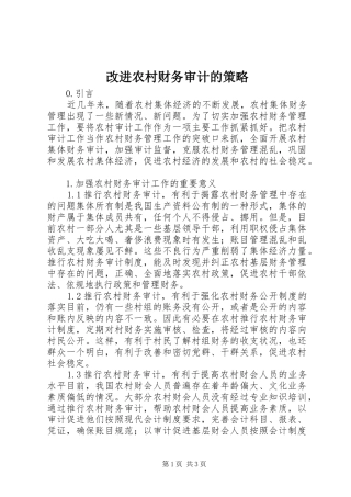 2024年改进农村财务审计的策略