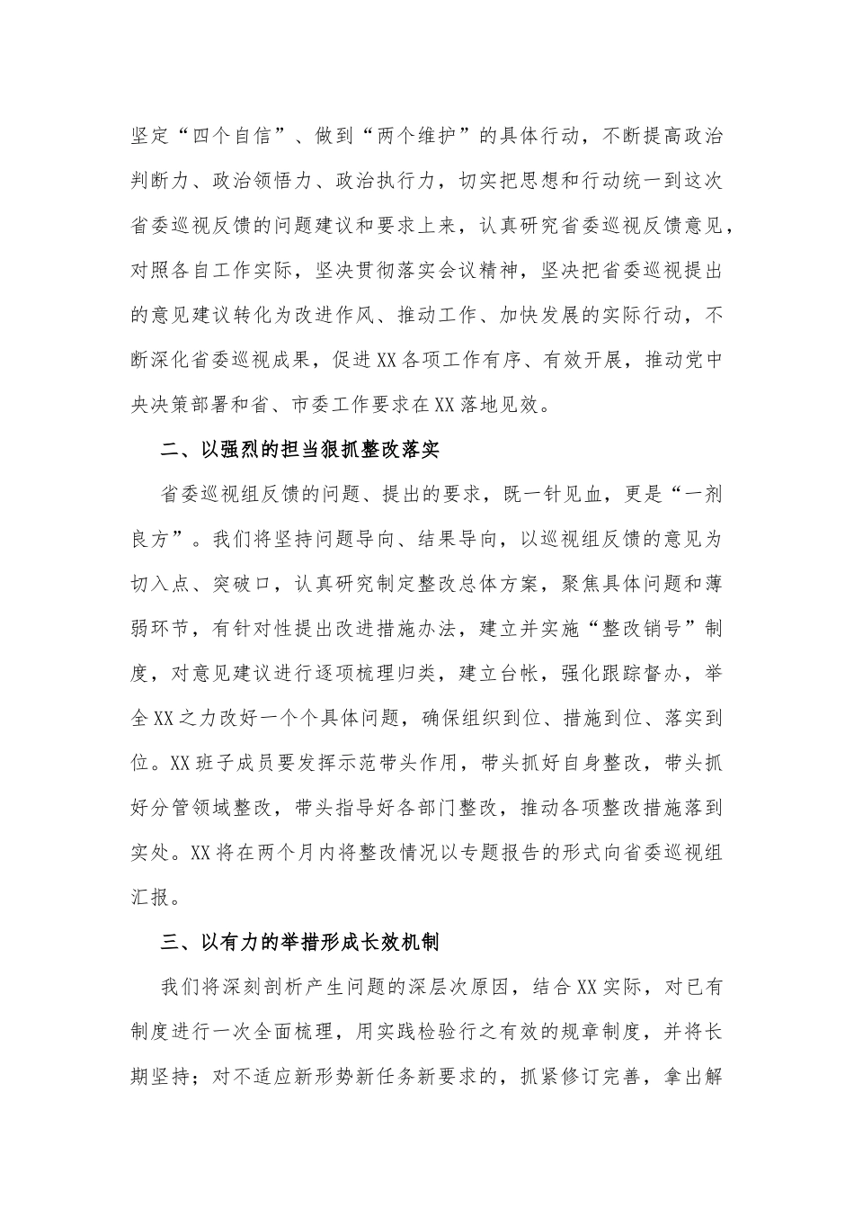 (2篇)书记在省委巡视组巡视意见反馈会上的主持词及表态发言_第3页