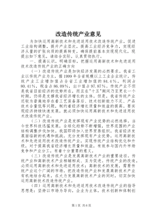 2024年改造传统产业意见