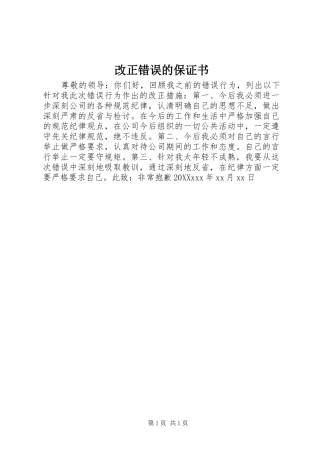 2024年改正错误的保证书