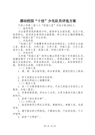 2024年感动校园十佳少先队员评选方案