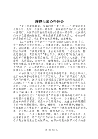 2024年感恩母亲心得体会