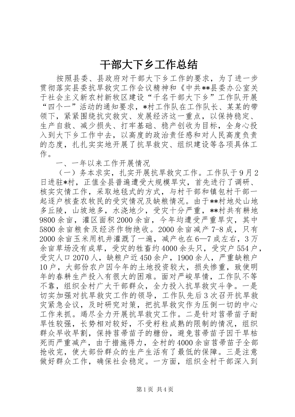 2024年干部大下乡工作总结_第1页