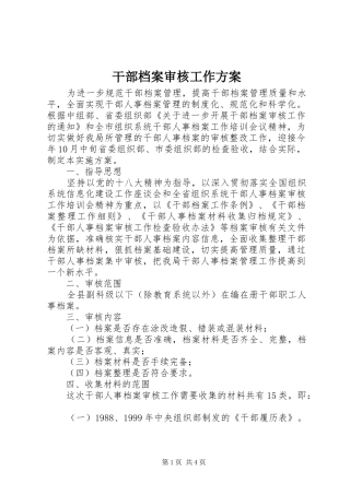 2024年干部档案审核工作方案