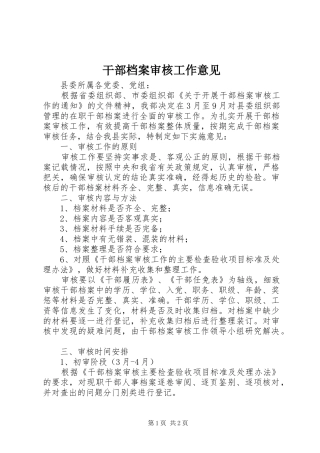 2024年干部档案审核工作意见