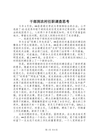 2024年干部到农村任职调查思考