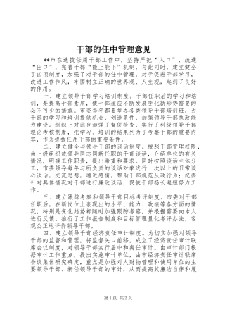 2024年干部的任中管理意见