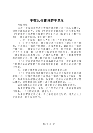 2024年干部队伍建设若干意见