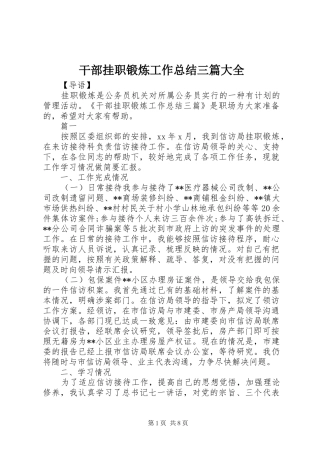 2024年干部挂职锻炼工作总结三篇大全