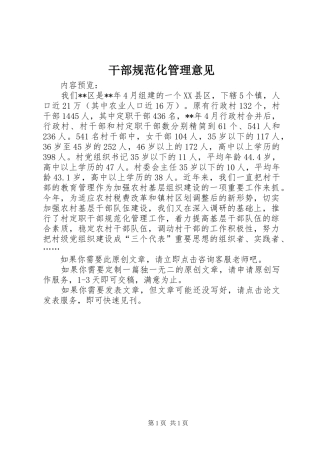 2024年干部规范化管理意见