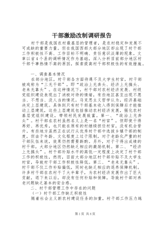 2024年干部激励改制调研报告