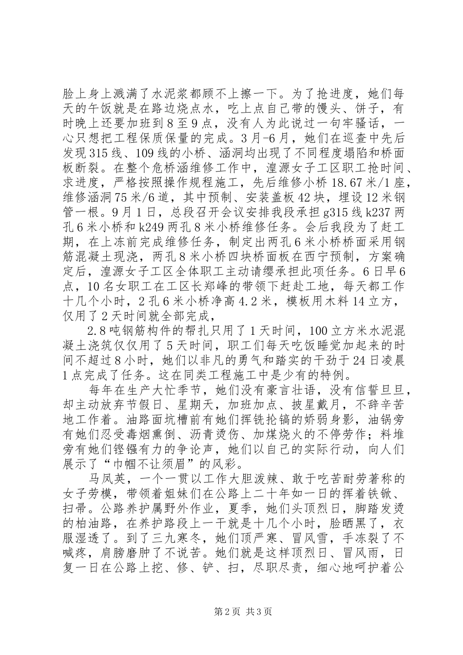 2024年公路养护队伍事迹材料_第2页