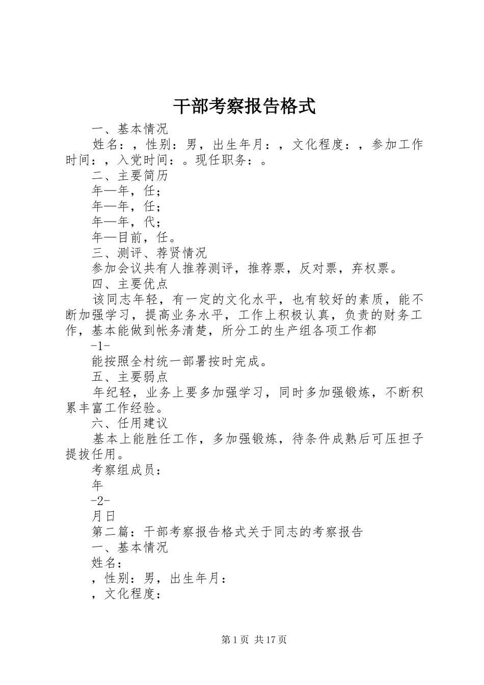 2024年干部考察报告格式_第1页