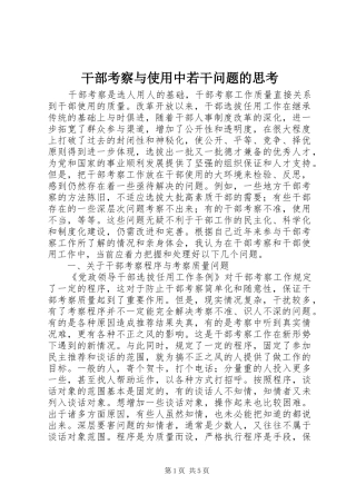 2024年干部考察与使用中若干问题的思考