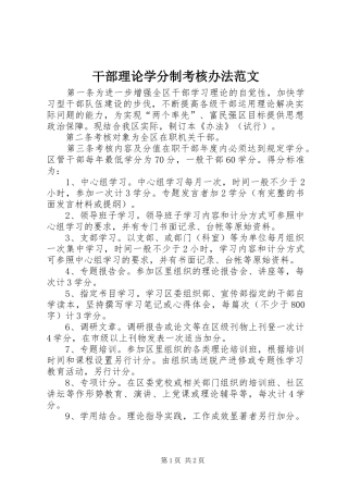 2024年干部理论学分制考核办法范文