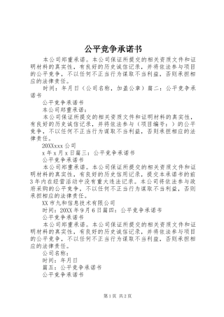 2024年公平竞争承诺书