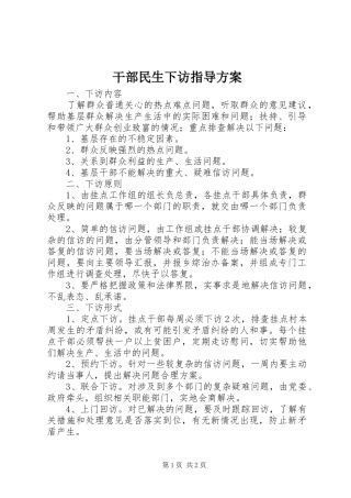 2024年干部民生下访指导方案